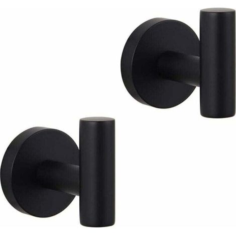 Porte-manteau noir mat pour salle de bain SUS 304 en acier inoxydable simple serviette / peignoirs crochet pour salle de bain cuisine style hôtel moderne mural 2 paquets (1/4)