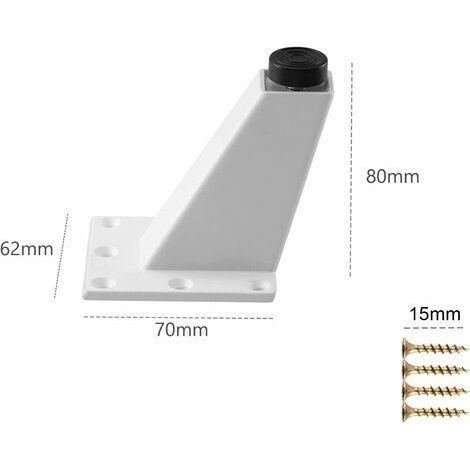 4 Stück Möbelfüße, abgewinkelte Möbelfüße aus Aluminium, Ersatzbeine für Sofas, Schränke, Kommoden und Tische, inklusive Befestigungsschrauben, weiß, 80 mm (1/4)