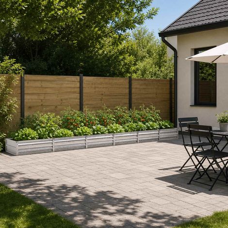 Letto rialzato da giardino Argento 480 x 80 x 24 cm vidaXL