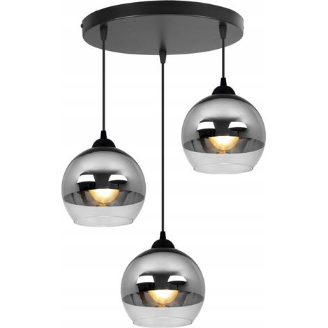 ÉLÉGANTE LAMPE SUSPENDU ABAT-JOUR EN VERRE CHROME LED