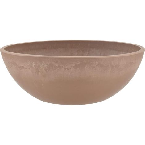 Pot de Fleurs Bas Peu Profond pour Plantes Grasses, bonsaï, Jardin féérique, Herbes, Plastique, Pierre, Bois, Taupe, 30,5 cm (1/5)