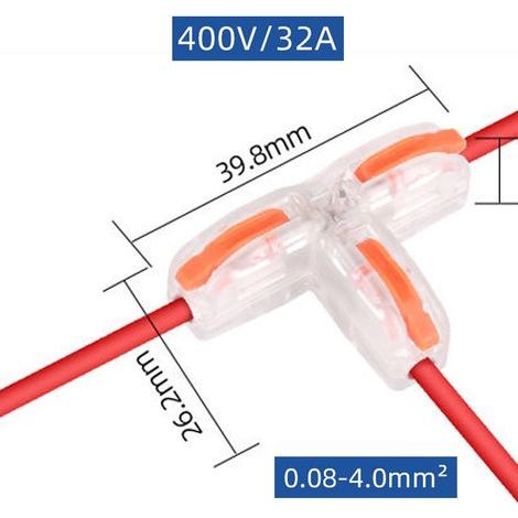 Bornier de connecteur de fil rapide universel de type T for éclairage LED/séparateurs électriques domestiques(10Pcs) (1/4)