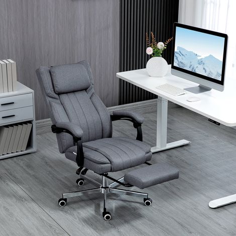 Sedia da ufficio ergonomica massaggiante con poggiapiedi, reclinabile, grigio HAVRYA (1/3)