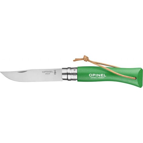 Opinel - Couteau Baroudeur n°7 - lame 8 cm vert avec lien en cuir