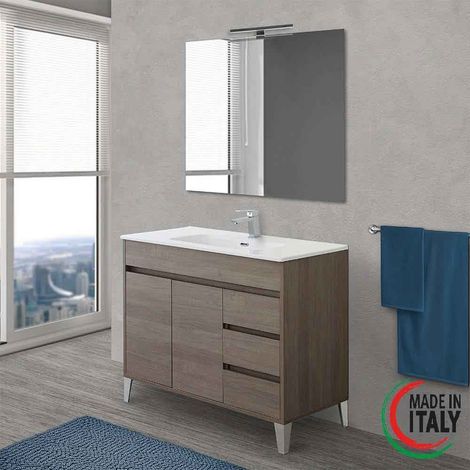 Composizione bagno Linea Mondo colore Rovere Scuro due ante tre cassetti 102x47x h85 cm (1/4)