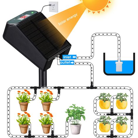 Ensemble d’arrosage Solaire D'Irrigation Automatique de Vacances avec Minuterie programmable pour jusqu'à 9 plantes (1/5)