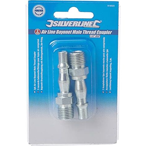 Accoppiatore filetto maschio a baionetta 2pezzi 1/4" BSP Silverline per compressori (1/4)
