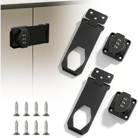 2er Set Überfalle Zahlenschloss Schwarz für Schranktüren & Möbel