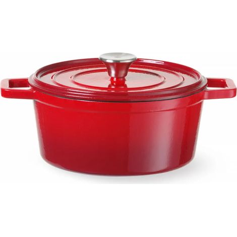 Olla de hierro fundido esmaltado de 3,7 l, color rojo - Hendi 626832 (1/4)