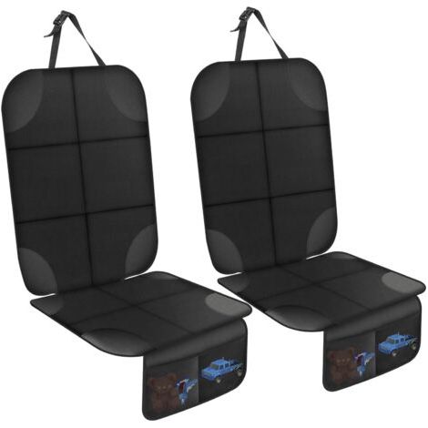 Protection de siège auto compatible 2 pièces pour enfants, imperméable et antidérapante, avec 2 poches de rangement, pour SUV, berline, coffre, cuir et tissu.