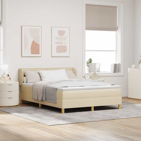 vidaXL Cama tipo Box Spring con colchón Crema 160 x 200 cm tela (1/5)