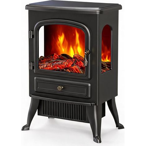 Cheminée électrique autonome - Vitres sur trois côtés, deux niveaux de chauffage - 750/1 500 W (1/2)