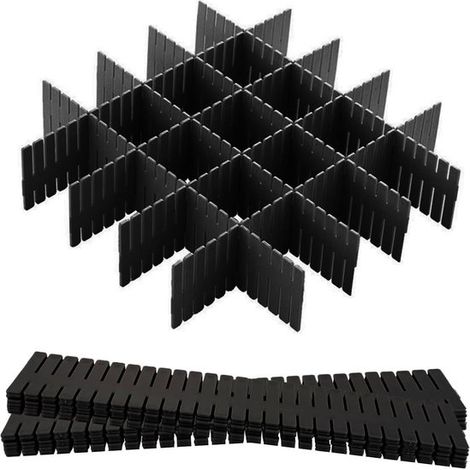 12 separadores de cajones,separadores de cajones ajustables,plástico,organizadores de cajones DIY,separadores para ropa interior,37 x 7 cm,negro