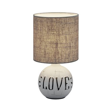 Lampada Tavolo Abat Jour Comodino Ceramica Love Paralume Marrone Esna GD Trio (1/6)