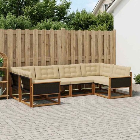 vidaXL Outdoor-Sofagarnitur mit Kissen 6 pcs Natur und Beige (1/5)