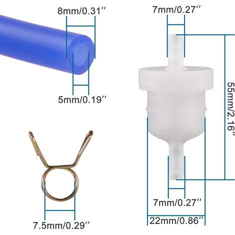 GOOFIT Motorradvergaser-Kraftstoffleitung mit Kraftstofffilter-Haltefeder, 100 cm lang, 8 mm Außendurchmesser, 4 mm Innendurchmesser. (1/4)