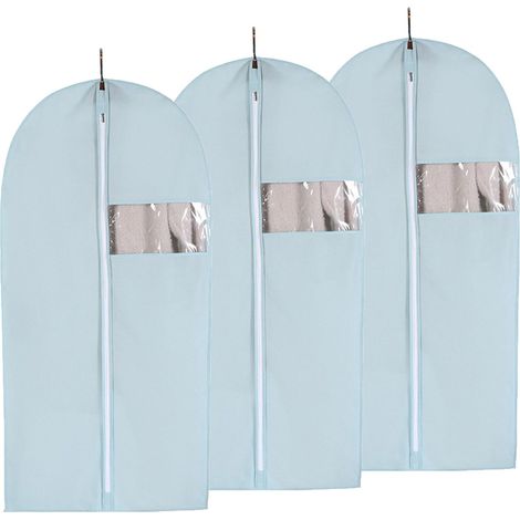 3 pièces Housse à vêtements rangement voyage avec fermeture éclair pour veste manteau robe costume, Bleu, 60100 cm (1/5)