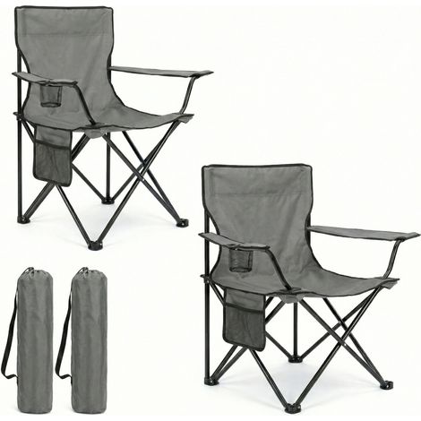 Pack de 2 Sillas Plegable Camping Gris 80x48x49cm (1/5)