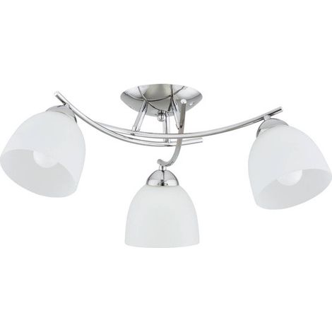 Alfa SEVA Chrome 5-Light Ceiling Lamp with White Glass Shades, Polished Metal Frame, Modern Flush Mount Ceiling Light, 5xE27 sockets max 15W, Dimmable, 51cm