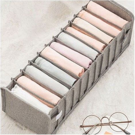 Boîte de rangement pour culotte à 11 compartiments, boîte de rangement pour culotte pliable lavable, boîte de rangement, 40x (1/5)