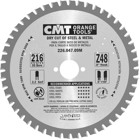 226.047.09M HOJA CIRCULAR (PVC - MADERA) 216X2.2X30 Z=48 FWF (1/5)
