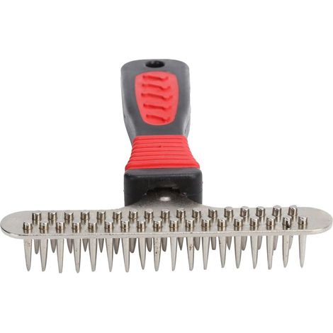 Brosse de toilettage en acier inoxydable à double rangée, peigne démêlant pour chiens et lapins (1/5)