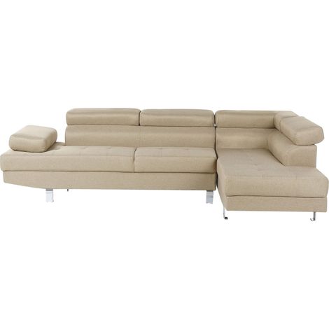 Ecksofa 5-Sitzer NORREA Stoff Hellbeige linksseitig (1/5)