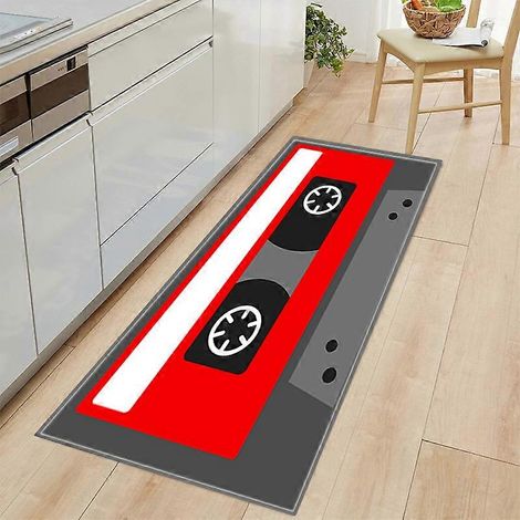 Tapis de bain à motif de cassette musicale, tapis de salon, tapis de couloir, tapis d'entrée, tapis d'intérieur antidérapant 3D