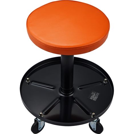 Mophorn Taburete de Taller Móvil Carga de 113,4 kg Taburete Mecánico con Ruedas Asiento de Taller Altura Ajustable con Bandeja de Herramientas Marco Resistente Cómodo Asiento Acolchado para Automóvil