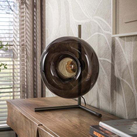 Lampe de table ronde 32x20x40 cm en verre brun et bronze - ZILUR (1/4)