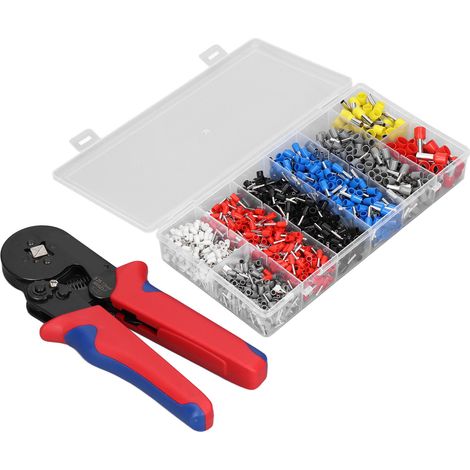Pince à sertir auto-ajustable avec 1200 embouts ferrule pour câbles 0,25-10mm², outil de sertissage professionnel (1/5)