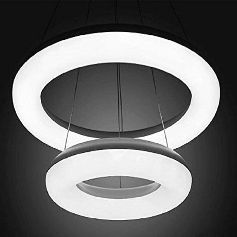 Trade Shop - Kronleuchter Lampe 2 Ringe LED Licht Deckenaufhängung Anhänger modernes Design -
