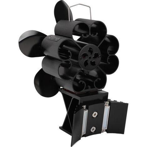 5-Blade Heat-Powered Stove Fan with Magnetic Thermometer and Fireplace Burner (1/5)
