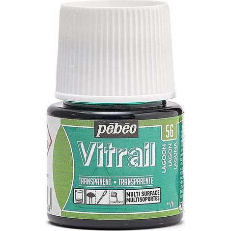 Peinture VITRAIL - PEBEO - 45ml - Bleu Lagon - Transparent - Résistance à la lumière