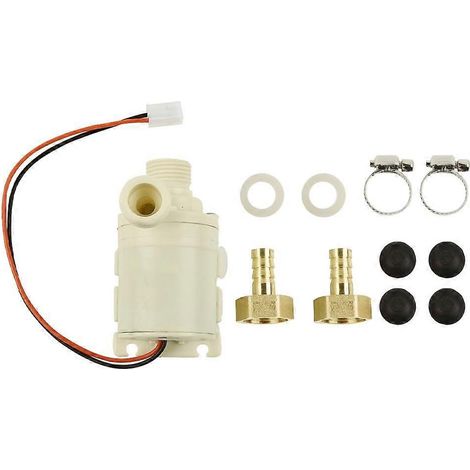 Pompe de circulation pour chauffe-eau solaire 12 V, connecteur en laiton 100 °C avec collier de serrage en acier inoxydable, compatible avec les systèmes de chauffage domestiques. (1/5)