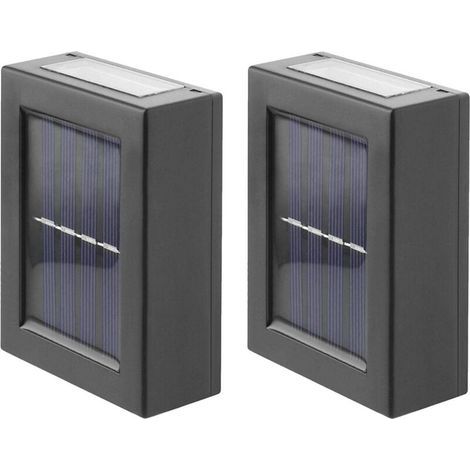 Set mit 2 Solar-Wandleuchten für den Außenbereich, kaltweiß