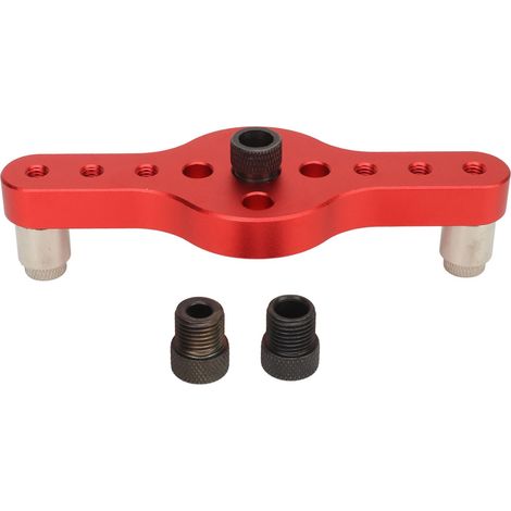 Plantilla de perforación vertical para agujeros ocultos, fabricada en aleación de aluminio, para un espigado preciso y una perforación autocentrante en madera, color rojo. (1/5)