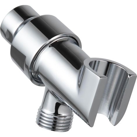 Soporte para cabezal de ducha de mano totalmente metálico, montaje ajustable para brazo de ducha con rótula pivotante de latón macizo, rosca IPS de 1/2 pulgada. (1/4)