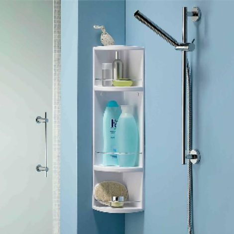 FPLUS rinconera de ducha blanco-cromado , Rinconera de ducha triple con rejilla vierteaguas y acabado cromado
Optimiza el espacio de tu baño con esta elegante rinconera de ducha tr