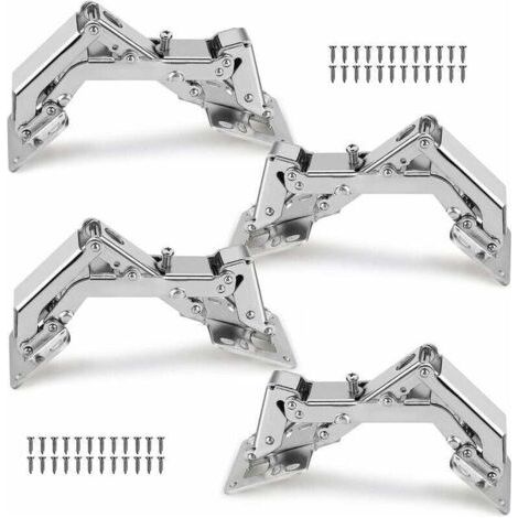 Charnière hydraulique à tampon sans trou Charnière à grand angle sans trou avec amortissement 4pcs