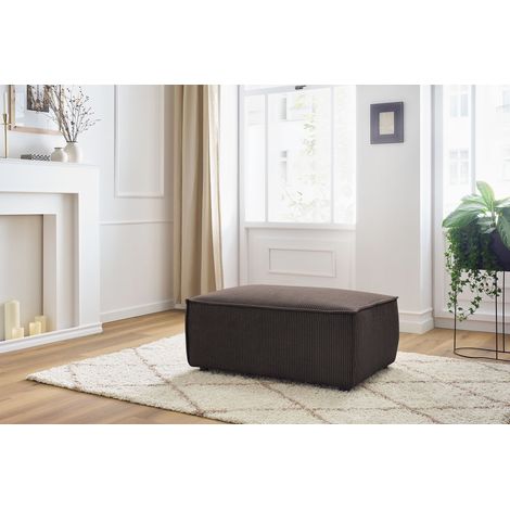 BOBOCHIC - Pouf compact NIHAD velours côtelé Marron (1/5)