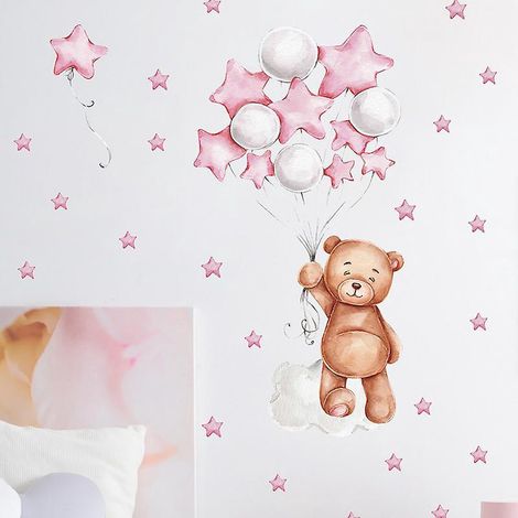 stickers Muraux De Dcoration De Chambre D'enfant - Rose, Stickers Muraux De Dessins Anims, Poster D'art Mural Diy, Stickers D'art  Dcoller Et  Col
