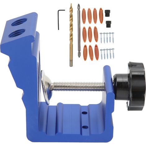 Kit de gabarit à trous de poche en alliage d'aluminium réglable, guide de perçage oblique à 15 degrés pour menuiserie, outil de localisation de trous inclinés (1/5)