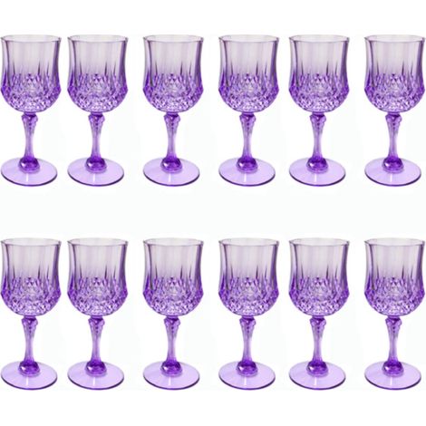LEYEQU - Gobelets à vin en plastique rose, gobelets de fête en plastique, verres pour réception de mariage, fournitures pour grands événements (12, violet) (1/5)