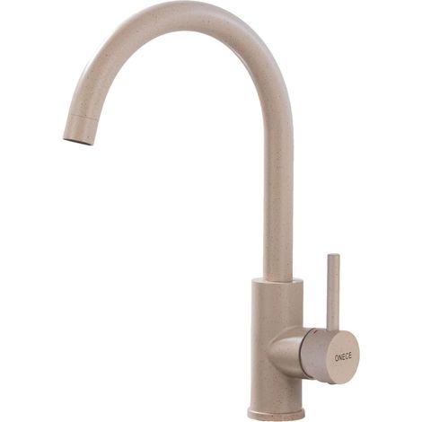 Robinet Cuisine Rotatif à 360°, Mitigeur Évier Monocommande, Chaude et Froide Réglable, Robinetterie Anti-calcaire, Aérateur Démontable, Couleur Avoine