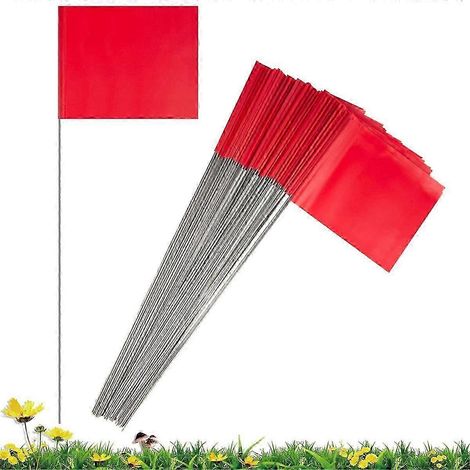 Lot de 50 drapeaux de marquage rouges pour jardin, 38 x 10 x 13 cm, drapeaux de signalisation, drapeaux de pelouse, drapeaux d'irrigation, drapeaux d'aménagement paysager (1/4)