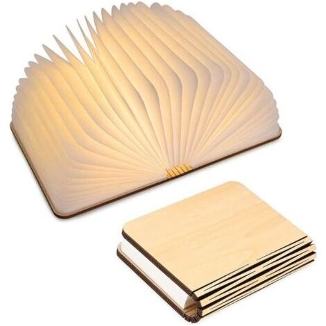 LED Livre Lampe, Rechargeable par USB, lumière LED magnétique en bois,Lampe de lecture pliante (Beige) [Classe énergétique A] (1/4)