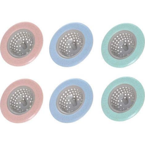 Filtre Vidange Crépine Panier Drain Stopper Coque en Silicone d'évacuation 6 pièces Housse Cheveux Catcher Couverture Bain Evier Cuisine Baignoires Lavabo pour Douche Bouchon d'évier (1/5)