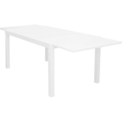 Tavolo estensibile 160/240 cm da esterno giardino con struttura in alluminio e piano in doghe Dallas - White (1/4)