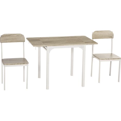 Conjunto de mesa y 2 sillas plegable 110 x 70 x 75 cm MDF natural y blanco (1/5)